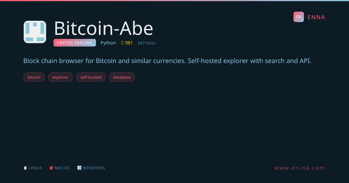 Bitcoin-Abe - Crypto Tracing - ENNA