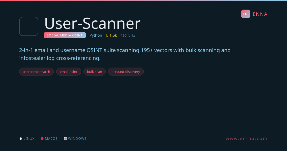 User-Scanner - Social Media OSINT - ENNA